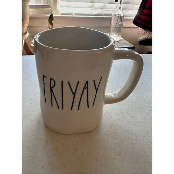 Rae Dunn Artisan Collection Magenta White Friyay Mug - Picture 1 of 3